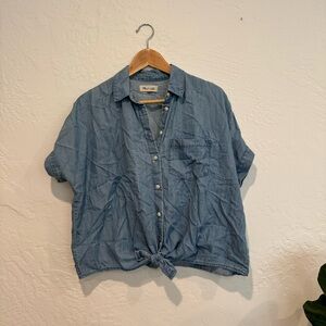 Madewell Tie Front Chambray Top